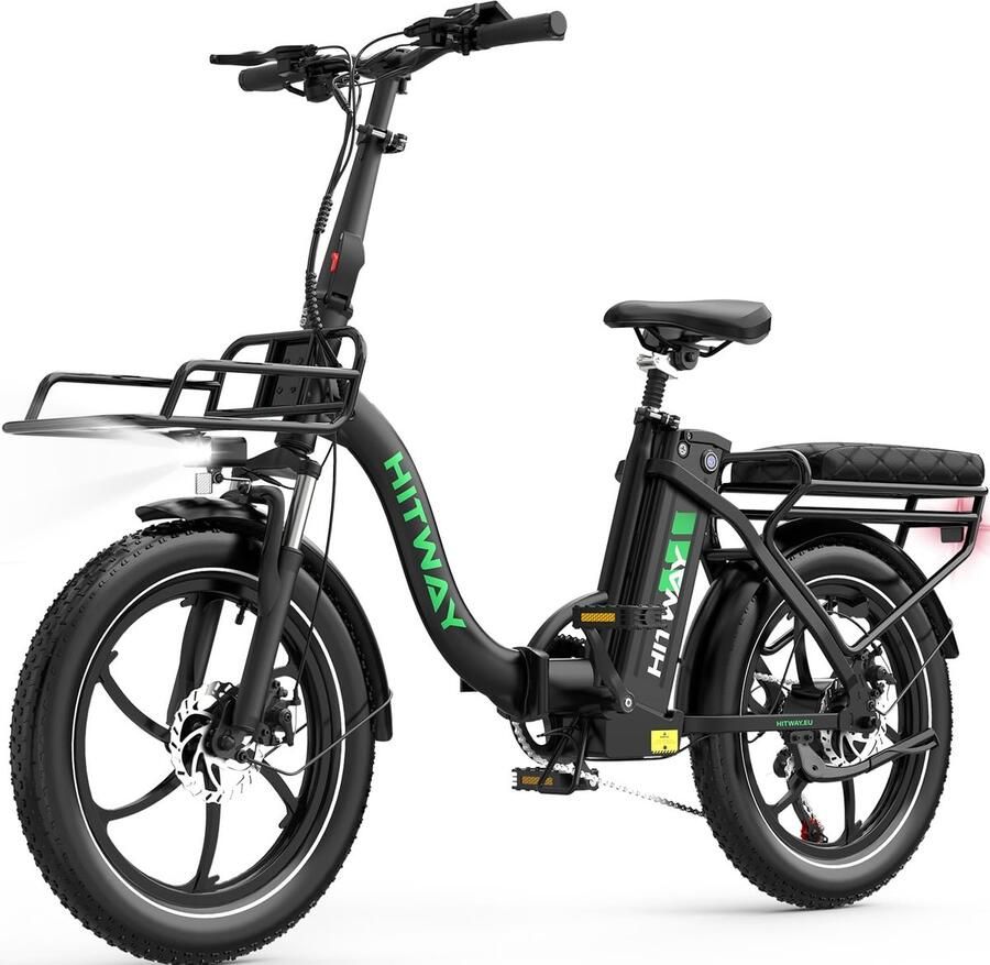 Hitway Elektrische Fiets BK6SL1 Trendy 20*3.0 Inch Fat Tire City Commuter EBike met Afneembare 36V 15.6 Ah Lithium Batterij Opvouwbaar Mountain E-Bike met 250W Motor 7 Versnellingen IP54 Waterdicht