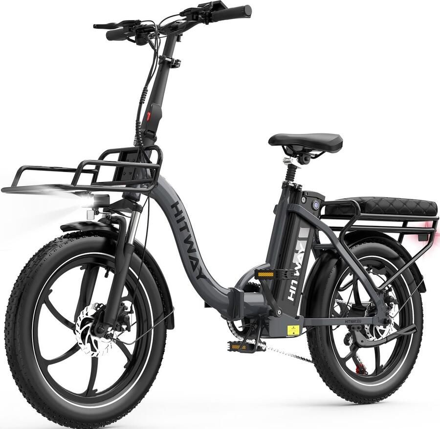 Hitway Elektrische Fiets BK6SL1 Trendy 20*3.0 Inch Fat Tire City Commuter EBike met Afneembare 36V 15.6 Ah Lithium Batterij Opvouwbaar Mountain E-Bike met 250W Motor 7 Versnellingen IP54 Waterdicht - Foto 2