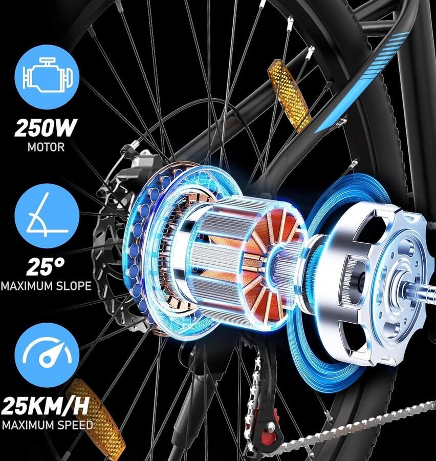 Hitway Elektrische Fiets BK10SP Trendy 20*4.0 Inch Fat Tire City Commuter EBike met Afneembare 48V 13Ah Lithium Batterij Opvouwbaar Mountain E-Bike met 250W Motor 7 Versnellingen IP54 Waterdicht - Foto 3