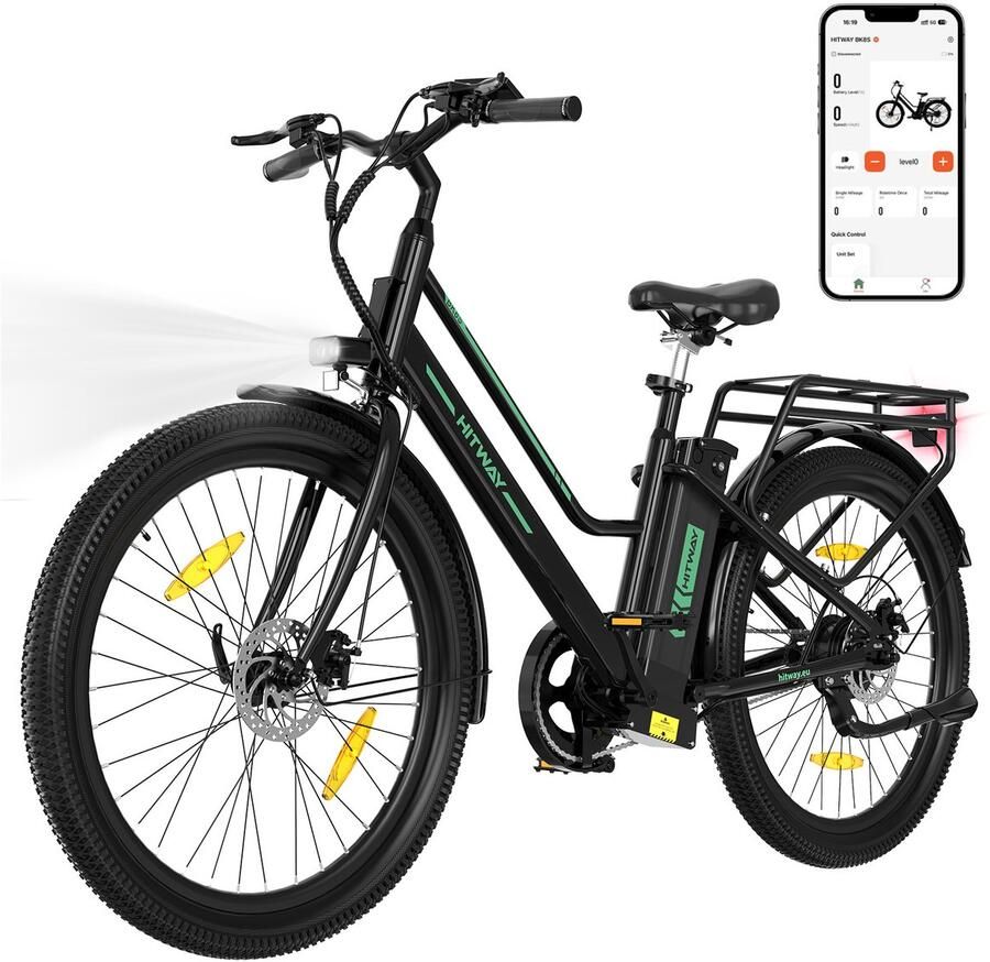 Hitway ELEKGO Elektrische Fiets EG06S Trendy 20*3.0 Inch Fat Tire City Commuter EBike met Afneembare 36V 12Ah Lithium Batterij Opvouwbaar Mountain E-Bike met 250W Motor 7 Versnellingen IP54 Waterdicht