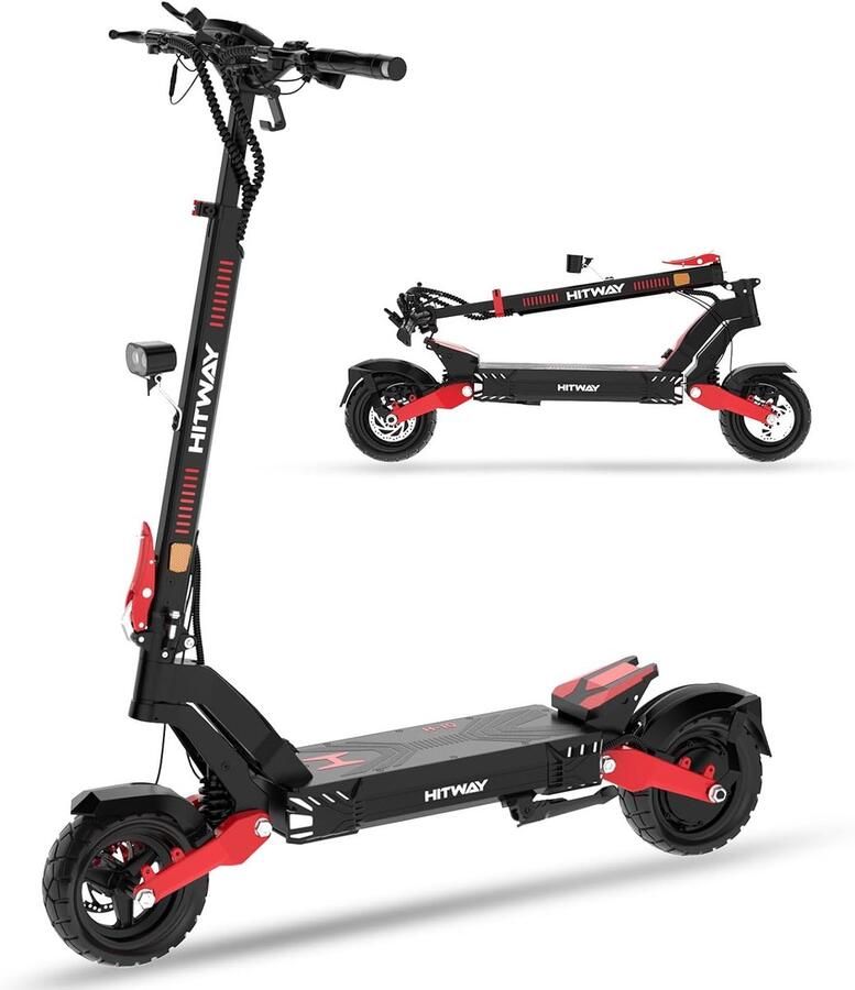 Hitway Elektrische Step H10 ABE E Scooter met 10 Inch Banden en een 20.8Ah Batterij met Hoge Capaciteit – Actieradius van 80-90 km – 1600W motor – Opvouwbaar – IP54 Waterdicht – Slimme bediening via App