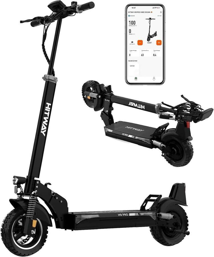 Hitway Elektrische Step H9 Pro ABE E Scooter met 10 Inch Banden en een 20.8Ah Batterij met Hoge Capaciteit – Actieradius van 80-90 km – 500W motor – Opvouwbaar – IP54 Waterdicht – Slimme bediening via App