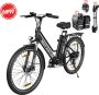 Hitway RCB 26 inch Elektrische fiets 7 versnellingen Elektrische fietsen met verwisselbare 36V&10.4AH accu 25 km u IP54 waterdicht Dubbele schijfrem ，City Commuter EBike zwart - Thumbnail 2