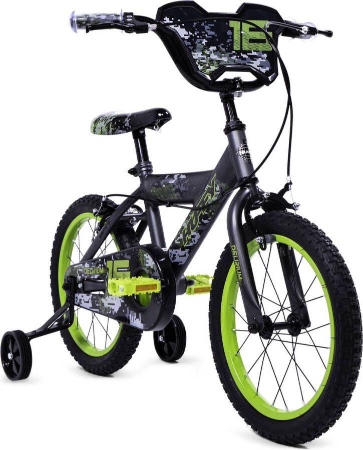 Huffy Delirium 16 Inch Jongensfiets Grijs en Groen BMX-stijl Kinderfiets