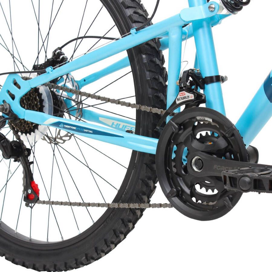 Huffy Marker Volledig geveerde mountainbike 21 versnellingen Shi o 26 inch medium Blauw Fiets