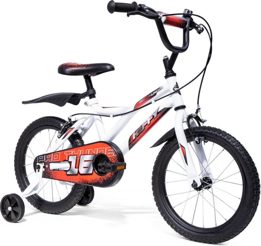 Huffy Pro Thunder 16 Inch fiets Wit 5-7 jaar Kinderfiets Voor en