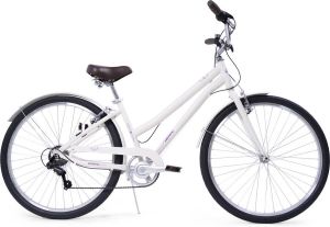 Huffy Sienna sfiets 27.5 Inch stadsfiets Shi o 7 Speed Revoshift met perfect passende geometrie en comfortabel geveerd zadel Satijn Wit