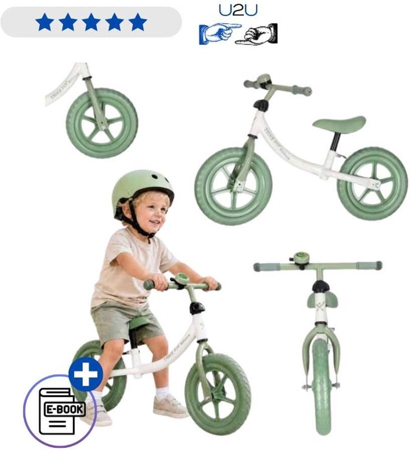 IKONKA Trike Fix Balance Loopfiets Groen Kinderfiets Zonder Pedalen Loopfiets Vanaf 2 Jaar Verstelbaar Zadel En Stuur EVA Wielen Stalen Frame Balansfiets Voor En Lichtgewicht Kinderfiets Met Bel Met Ebook