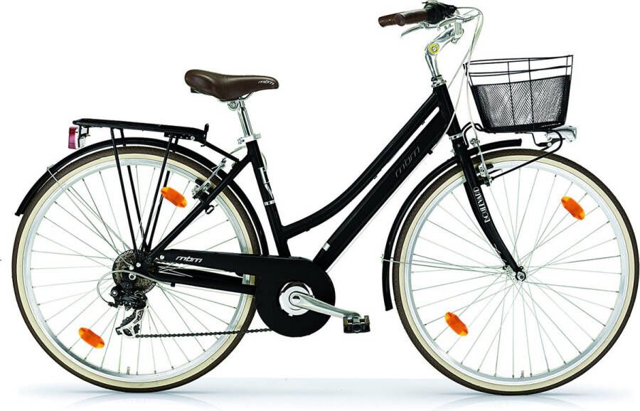 Inandoutdoormatch Damesfiets Classic Stadsfiets met 18 versnellingen 28 inch wielmaat Fietsmand Framemaat 46cm Zwart zilver Vaderdag cadeau