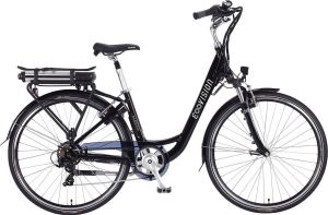 Inandoutdoormatch Elektrische Stadsfiets 28 inch E-bike met 7 versnellingen Framemaat 42 cm V brakes Damesfiets Zwart
