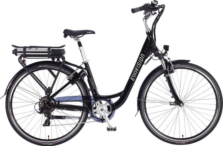 inandoutdoormatch Elektrische Stadsfiets 28 inch E-bike met 7 versnellingen Framemaat 48 cm V brakes Damesfiets Zwart