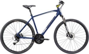 Inandoutdoormatch Herenfiets met 24 versnellingen 28 inch wielmaat Racefiets Stadsfiets Framemaat 46cm hydraulische schijfrem Wit blauw