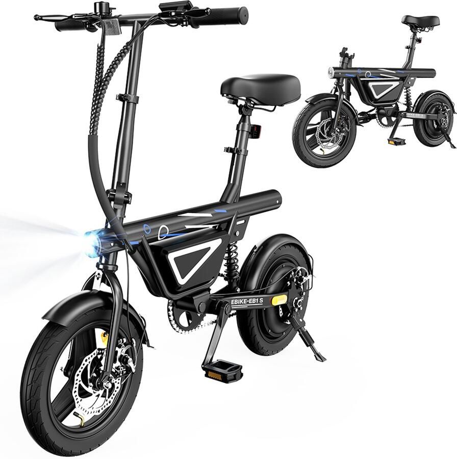 Iscooter EB1S E-Bike 14 inch 30km actieradius 250W motor zwart