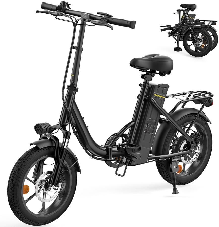 Iscooter U4 16-inch Opvouwbare Elektrische Fiets – 36V 10 4Ah Accu 56-88 km Actieradius 25 km u Stadsfiets met zadel