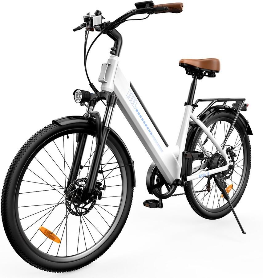 Iscooter UcityS Volwassen elektrische fiets 36V13Ah Accu 26 inch Max. snelheid 25 km u 80km actieradius Wit