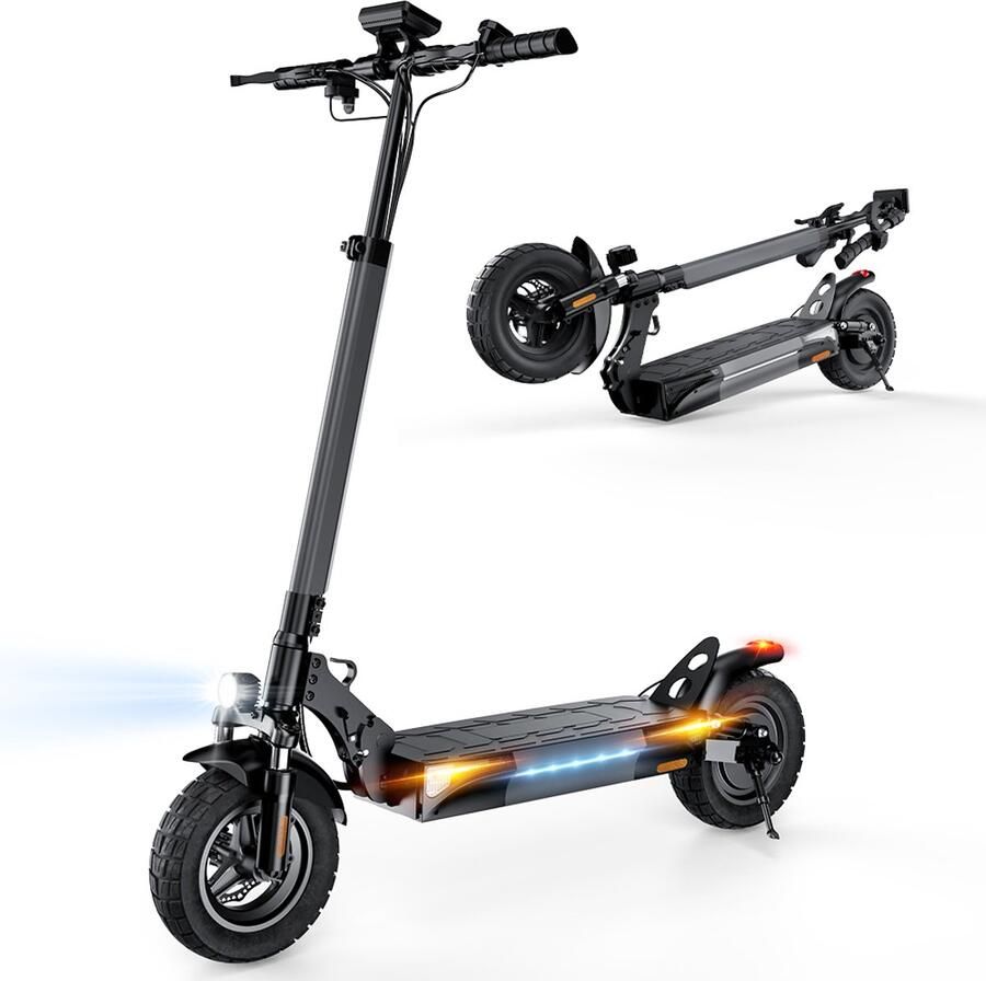 Iscooter W9 Elektrische scooter 10‑inch all‑terrein luchtbanden 35km actieradius 1000W motor 48V 14Ah accu Schijfrem voor + schijfrem achter + elektronische rem Maximumsnelheid 25 km u zwart