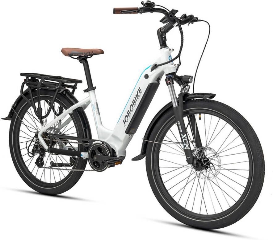 JOBOBIKE E-Bike Linda White- 26 Inch-Step thru-Shi o 7 versnellingen-504Wh accu