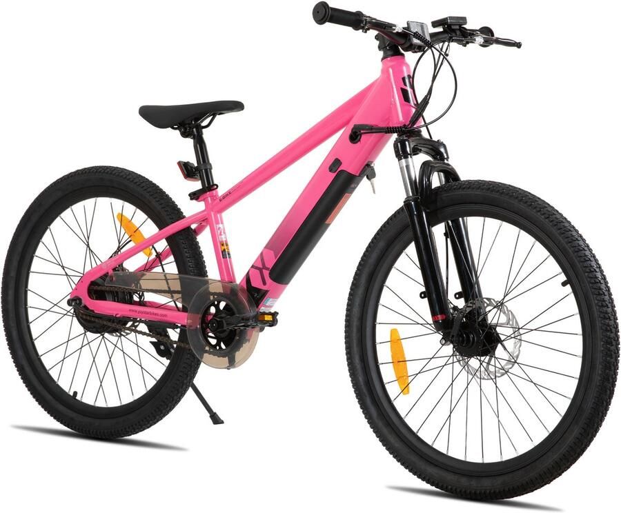 JOYSTAR 24 Inch Elektrische Kinder Mountainbike 250W E-Bike voor Kinderen (7+ Jaar) 25 km Actieradius Met Verwijderbare Accu & Schijfremmen – Spaakwiel Roze