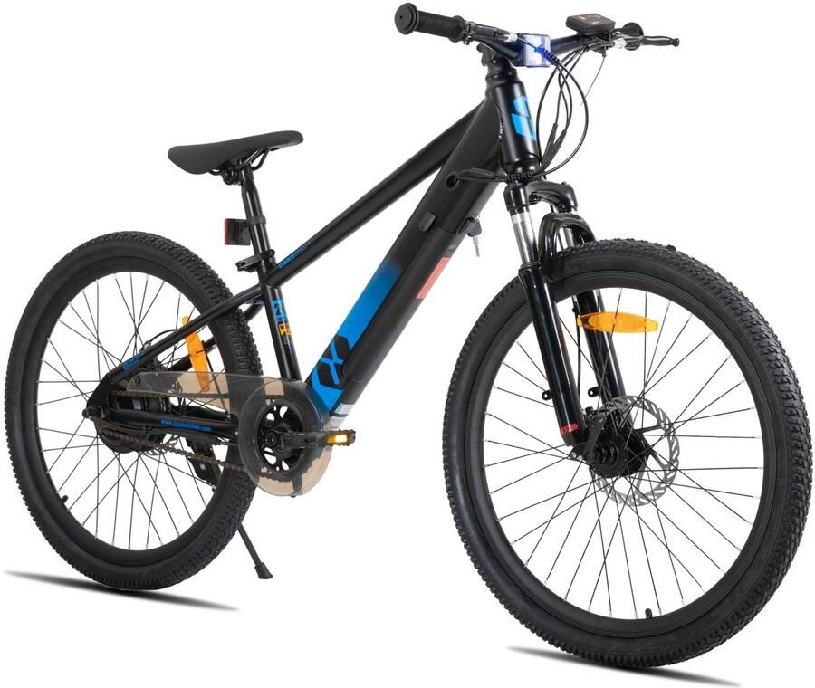 JOYSTAR 24 Inch Elektrische Kinder Mountainbike 250W E-Bike voor Kinderen (7+ Jaar) 25 km Actieradius Met Verwijderbare Accu & Schijfrem – Spaakwiel Zwart