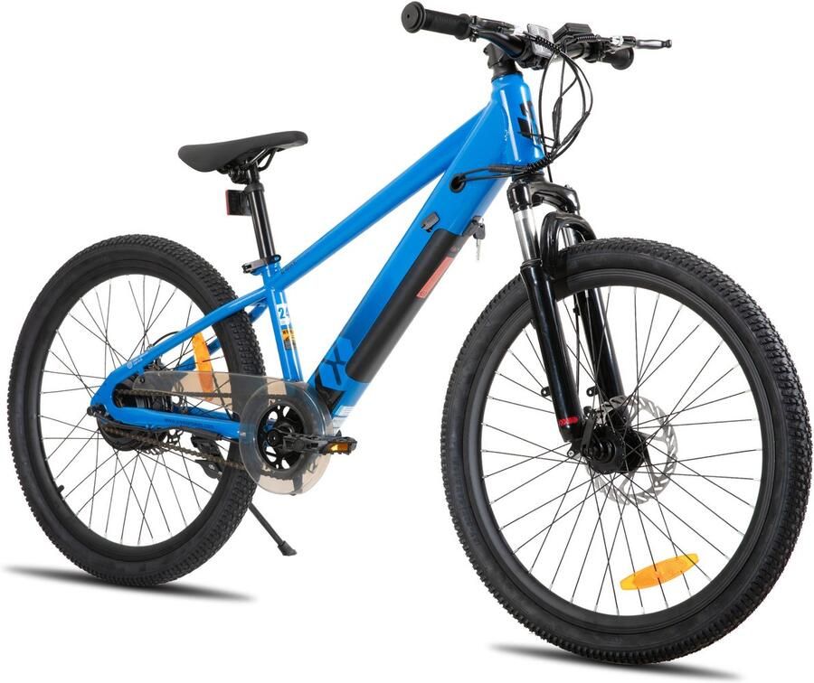 JOYSTAR 24 Inch Elektrische Kinder Mountainbike 250W E-Bike voor Kinderen (7+ Jaar) 25 km Actieradius Met Verwijderbare Accu & Schijfrem – Spaakwiel Blauw