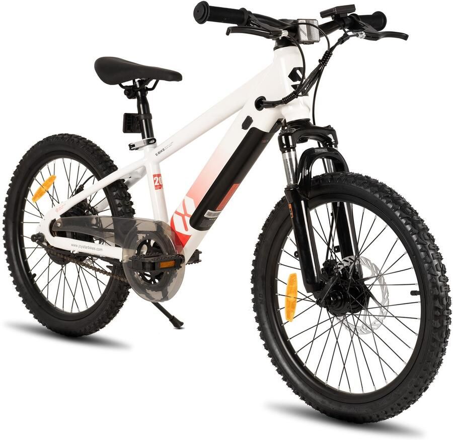 JOYSTAR Elektrische Fiets E-Bike – 20 Inch – Voor Kinderen Tieners – 250W Motor – 1 Versnelling – Spaakwiel – Mechanische Schijfrem – Wit