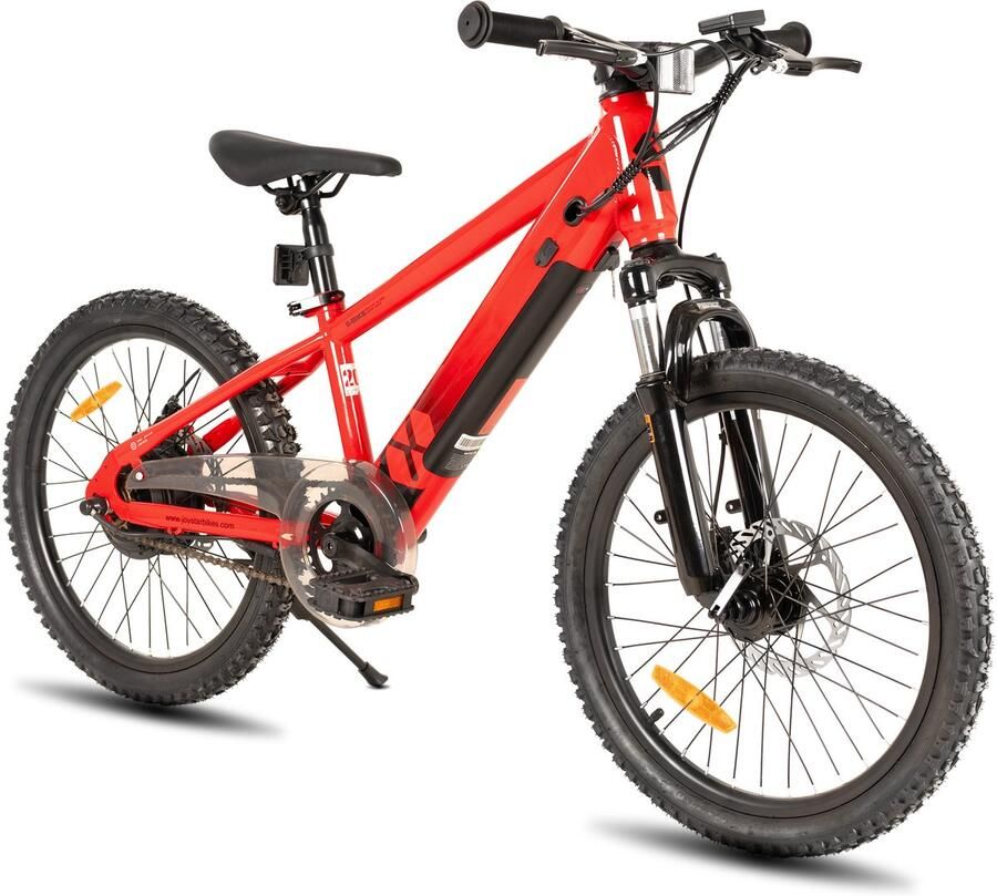 JOYSTAR Elektrische Fiets E-Bike – 20 Inch – Voor Kinderen Tieners – 250W Motor – 1 Versnelling – Spaakwiel – Mechanische Schijfrem – Rood