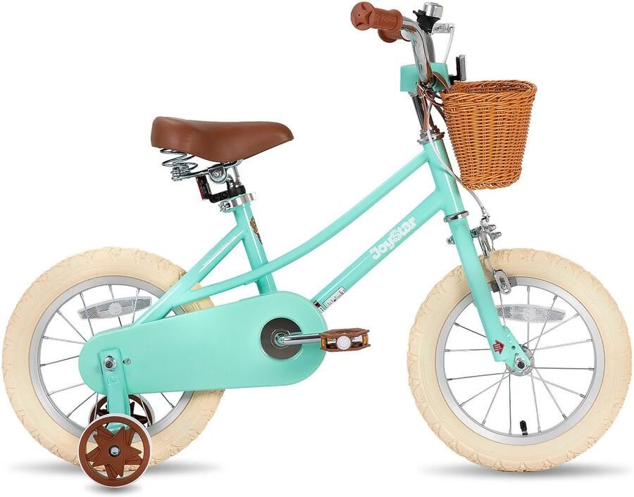 JOYSTAR Fantasy Kinderfiets voor Meisjes 16 Inch Mand Zijwieltjes Bel Handrem Groen