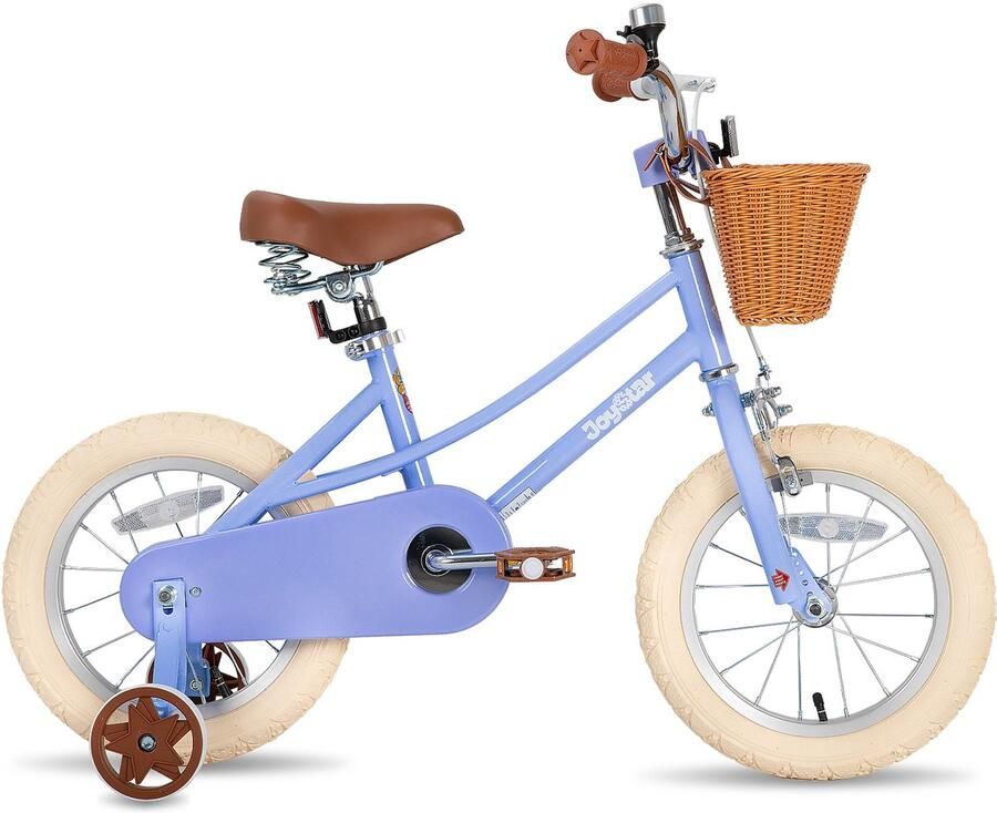 JOYSTAR Fantasy Kinderfiets voor Meisjes 16 Inch Mand Zijwieltjes Bel Handrem Paars