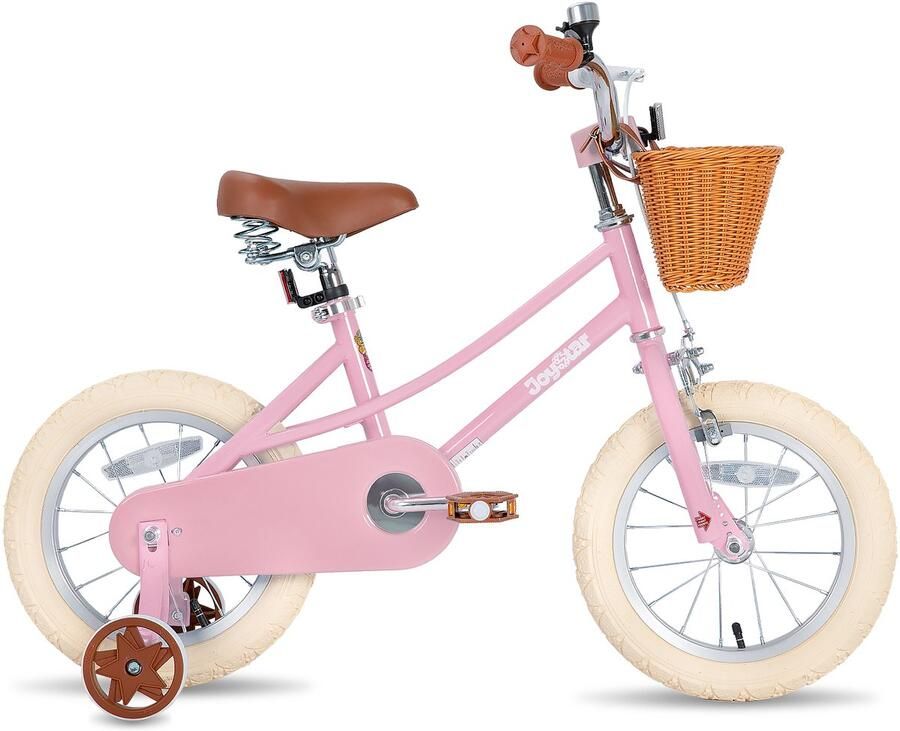JOYSTAR Fantasy Kinderfiets voor Meisjes 16 Inch Mand Zijwieltjes Bel Handrem Roze