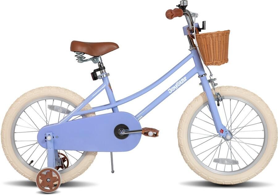 JOYSTAR Fantasy Kinderfiets voor Meisjes 18 Inch Mand Zijwieltjes Bel Handrem Paars