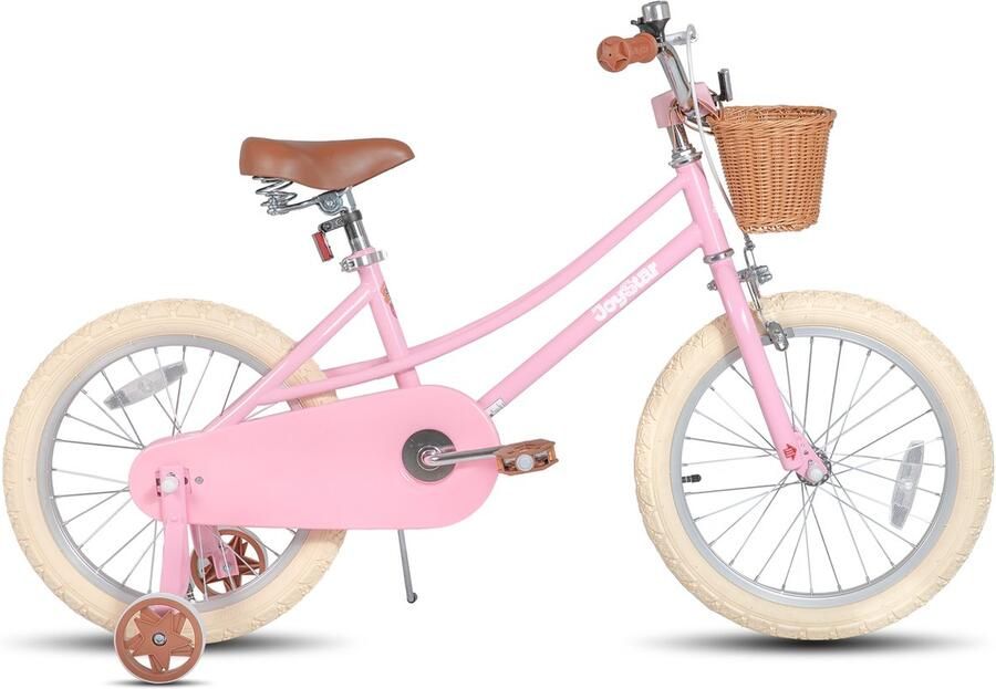 JOYSTAR Fantasy Kinderfiets voor Meisjes 18 Inch Mand Zijwieltjes Bel Handrem Roze