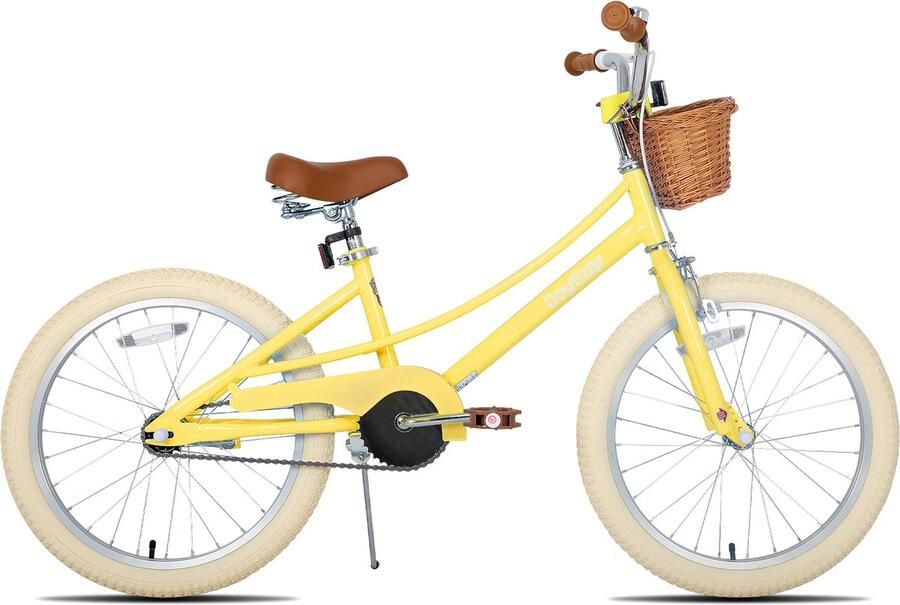 JOYSTAR Fantasy Kinderfiets voor Meisjes 20 Inch Mand Zijwieltjes Bel Handrem Geel