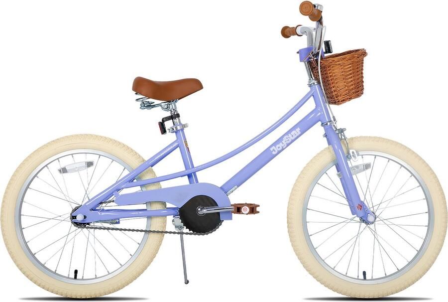 JOYSTAR Fantasy Kinderfiets voor Meisjes 20 Inch Mand Zijwieltjes Bel Handrem Paars