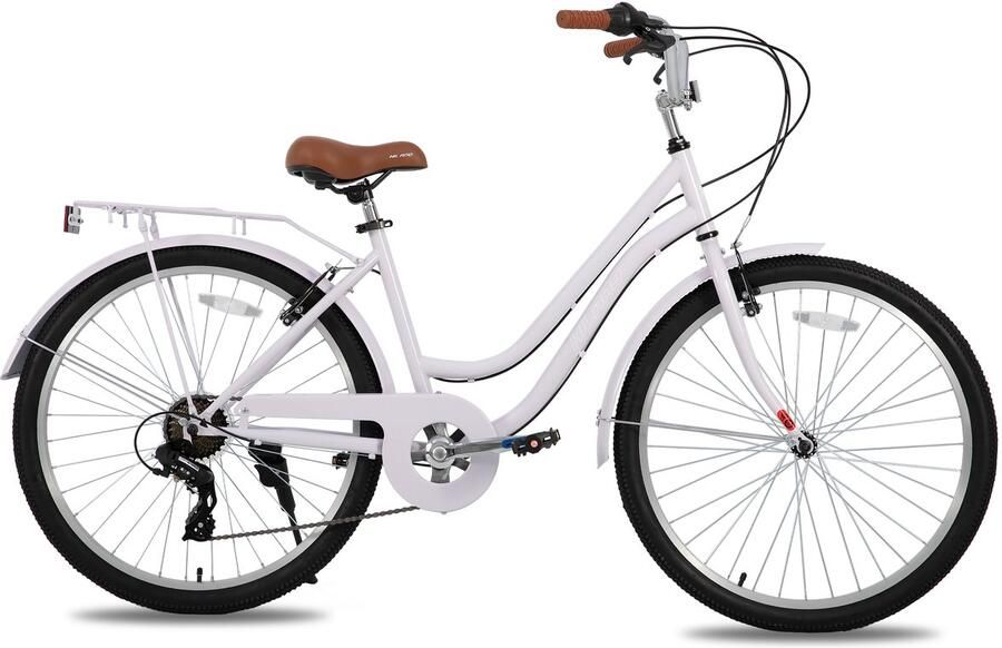 JOYSTAR Hiland Breeze Dames Commuter Stadsfiets 26 7 Versnellingen Handrem Mand Standaard Paars Geschikt voor buitenactiviteiten in de lente