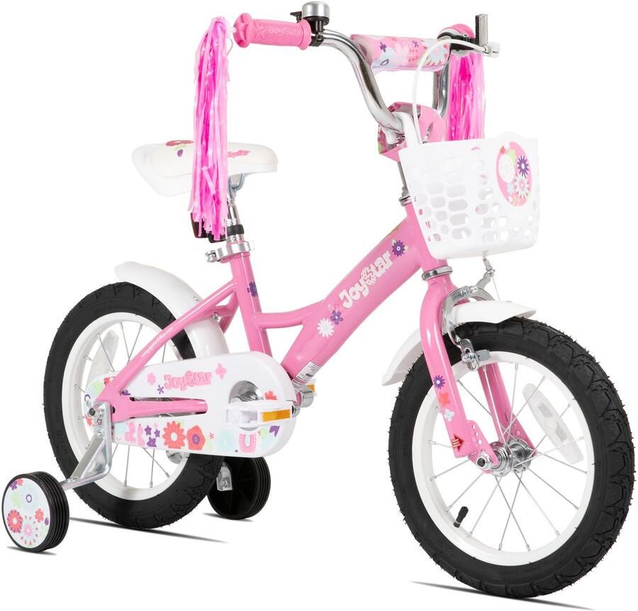 JOYSTAR Little Violet Kinderfiets voor Meisjes 12 Inch Met Stuurslingers Roze