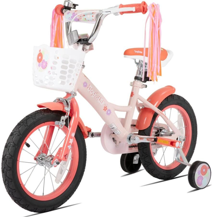 JOYSTAR Little Violet Kinderfiets voor Meisjes 14 Inch Met Stuurslingers Oranje