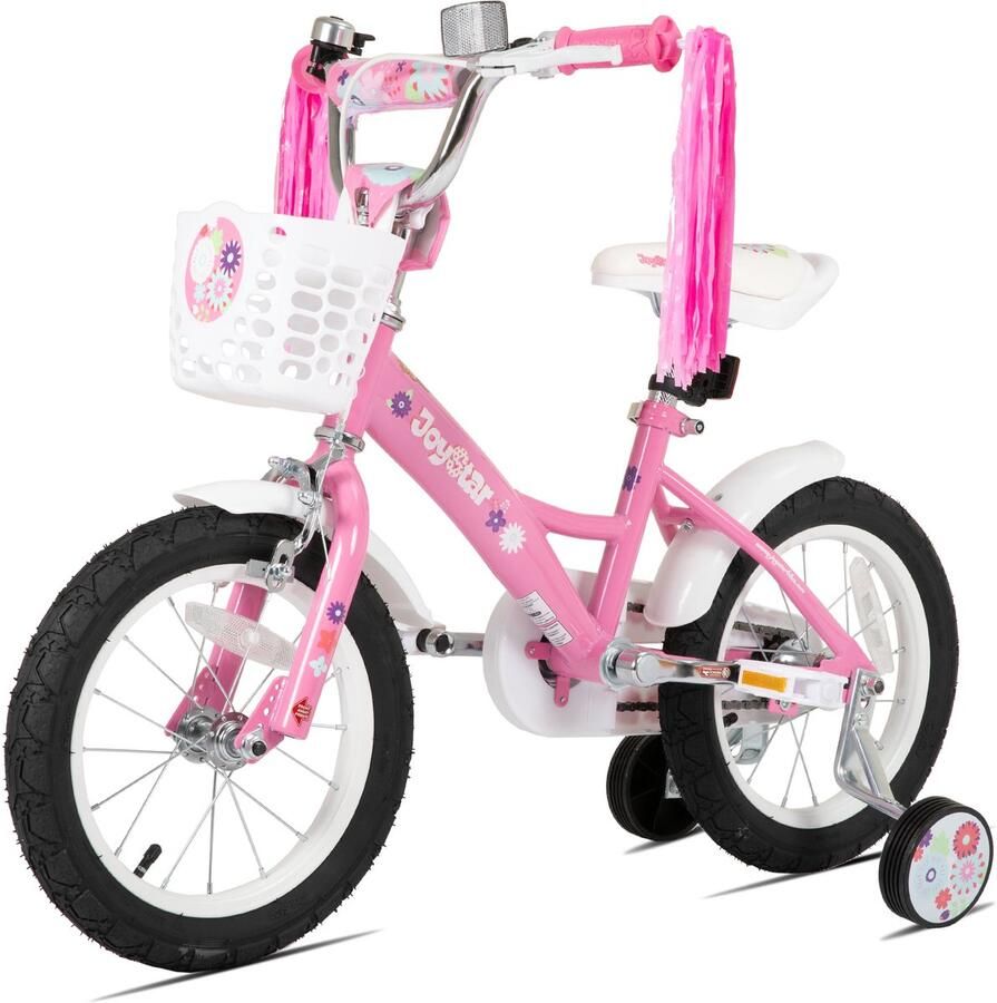 JOYSTAR Little Violet Kinderfiets voor Meisjes 14 Inch Met Stuurslingers Roze