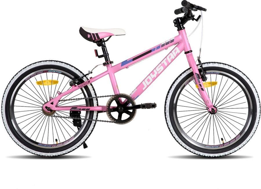 JOYSTAR Lubbock 20 Kinder Hardtail Mountainbike 1 versnelling V-brake Witte noppenbanden Roze