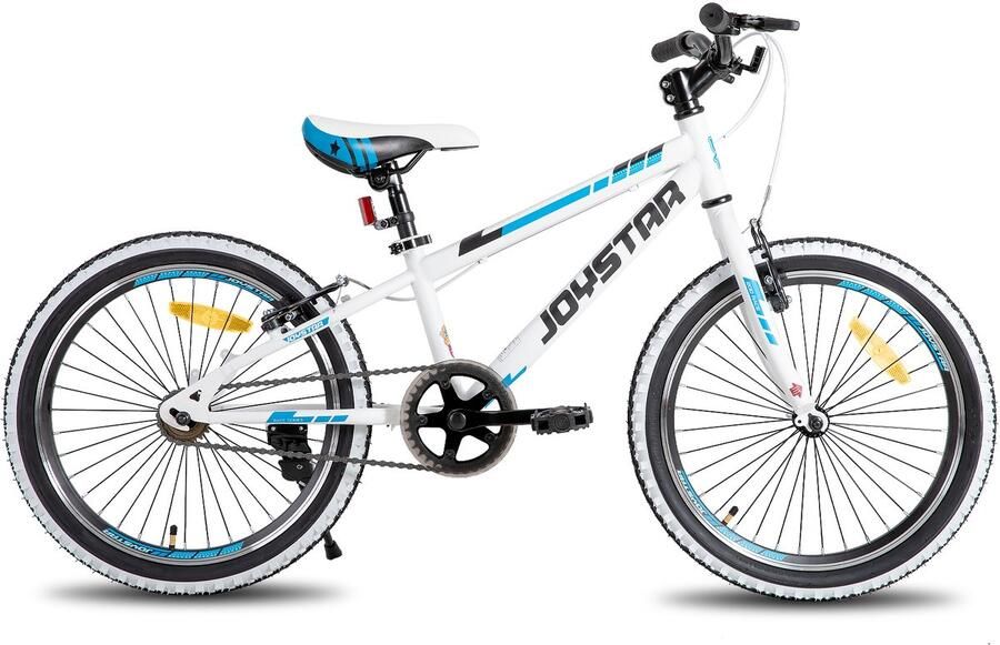 JOYSTAR Lubbock 24 Kinder Hardtail Mountainbike 1 versnelling V-brake Witte noppenbanden Wit