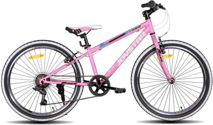 JOYSTAR Lubbock.S 24 Kinder Hardtail Mountainbike 7 versnellingen V-brake Witte noppenbanden Roze