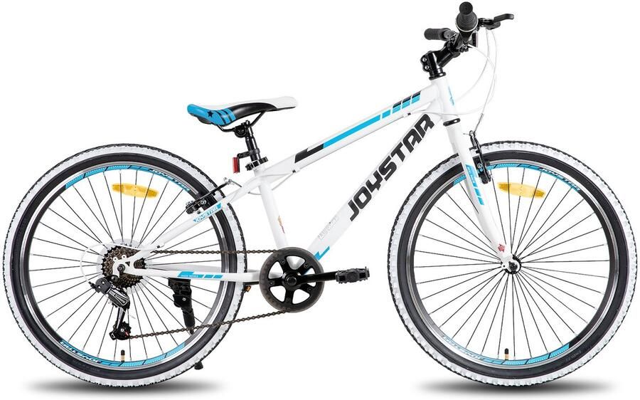 JOYSTAR Lubbock.S 24 Kinder Hardtail Mountainbike 7 versnellingen V-brake Witte noppenbanden Wit