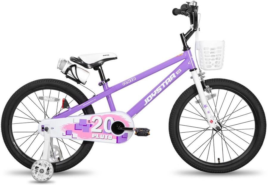 JOYSTAR Pluto Kinderfiets 20 inch met dje met waterfles zijwieltjes bel handrem paars Geschikt voor buitenactiviteiten in de lente