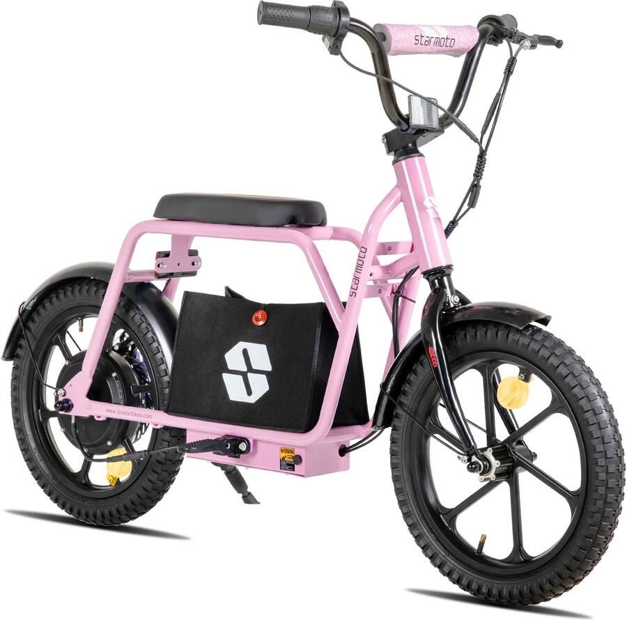 JOYSTAR Starmoto Elektrische Step met Zadel voor Kinderen & Tieners (6-12 Jaar) 250W Motor Max. 25 km u 16 Inch Wielen Roze