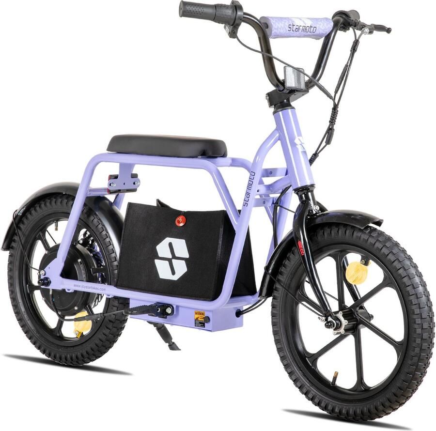 JOYSTAR Starmoto Elektrische Step met Zadel voor Kinderen & Tieners (6-12 Jaar) 250W Motor Max. 25 km u 16 Inch Wielen Paars