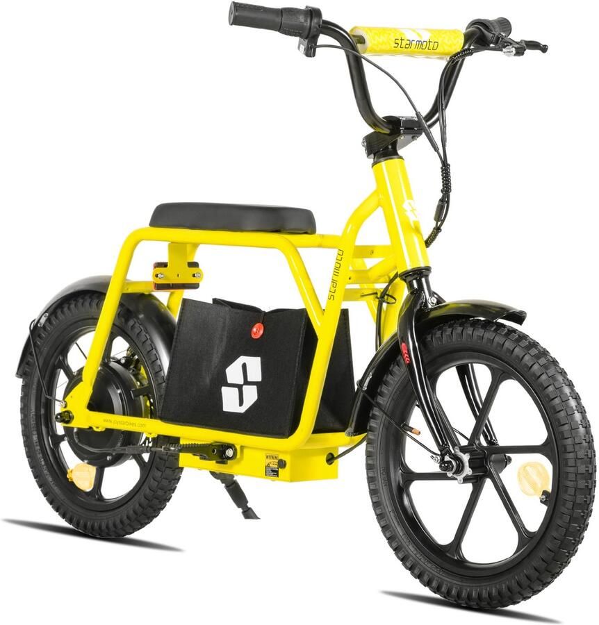 JOYSTAR Starmoto Elektrische Step met Zadel voor Kinderen & Tieners (6-12 Jaar) 250W Motor Max. 25 km u 16 Inch Wielen Geel