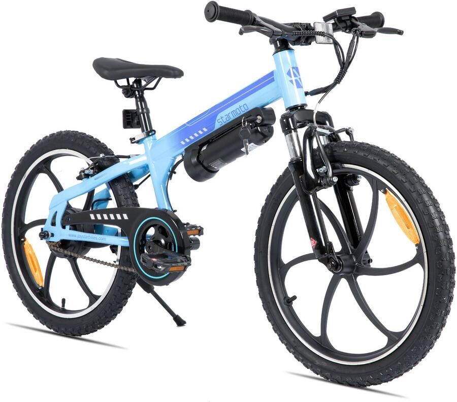 JOYSTAR STARMOTO Radspur Elektrische Mountainbike 20 Inch 250W Motor Vering Voorvork Blauw