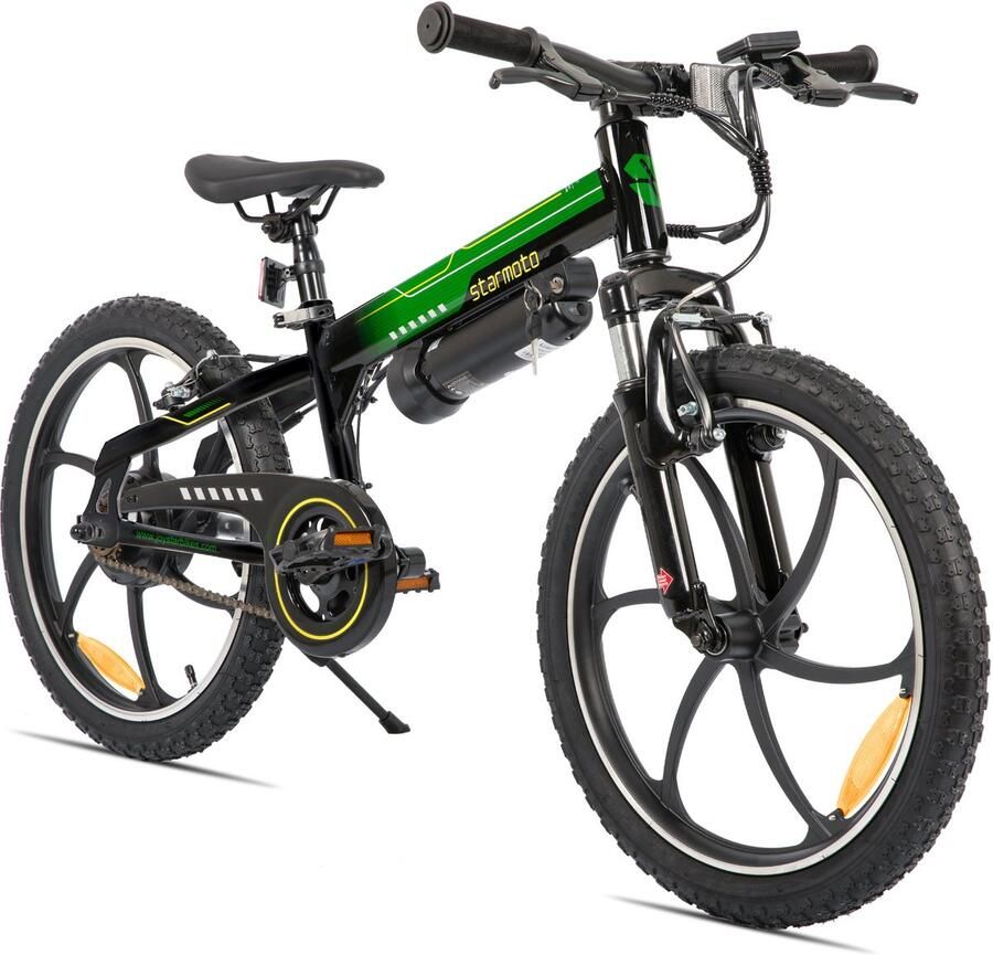 JOYSTAR STARMOTO Radspur Elektrische Mountainbike 20 Inch 250W Motor Vering Voorvork Groen
