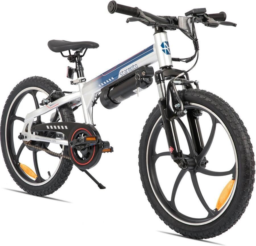 JOYSTAR STARMOTO Radspur Elektrische Mountainbike 20 Inch 250W Motor Vering Voorvork Wit