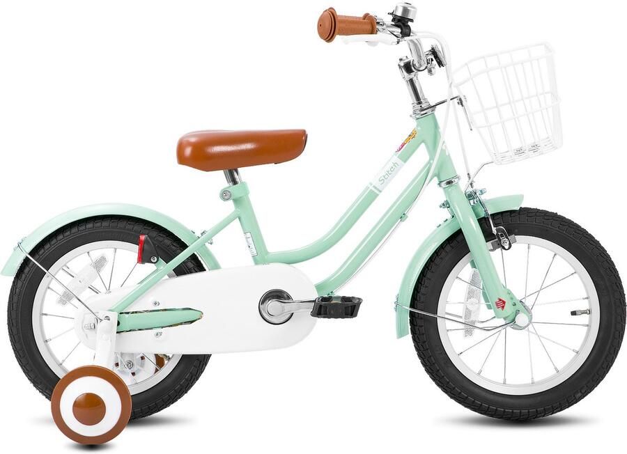 JOYSTAR Stitch Bubble Kinderfiets voor en 12 Inch d Zijwieltjes Bel Handrem Groen