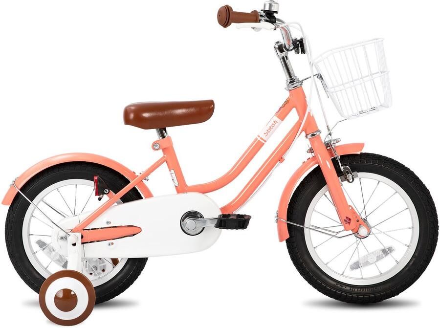 JOYSTAR Stitch Bubble Kinderfiets voor en 12 Inch d Zijwieltjes Bel Handrem Roze
